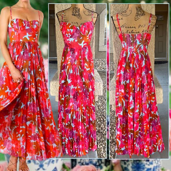Petal & Pup Pink Azalea Achanti Pleated Maxi Dress Size XL - Picture 1 of 13